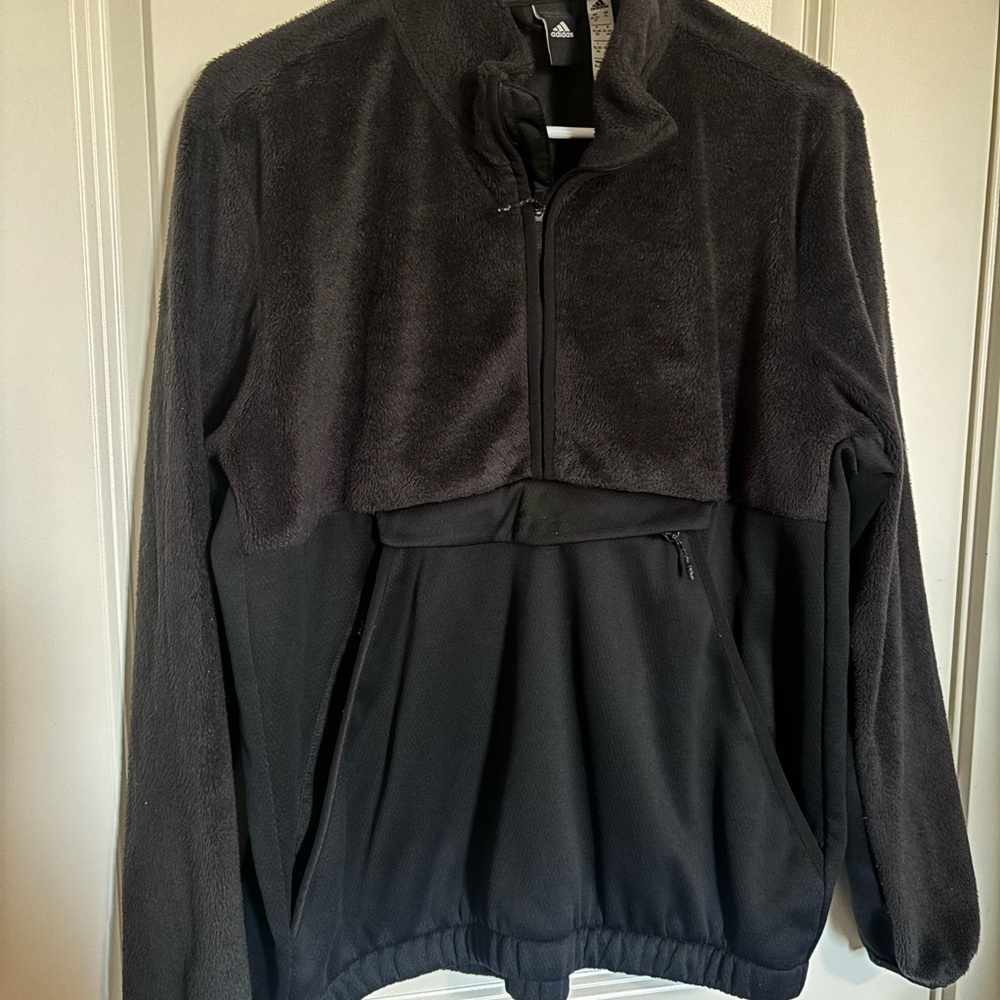 Adidas Team Issue Half Zip Black Fleece Jacket size XL women’s